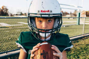 Modern athlete portrait by Kerry Struble. Youth football player.