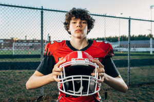 Modern athlete portrait by Kerry Struble. Youth football player.