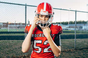 Modern athlete portrait by Kerry Struble. Youth football player.